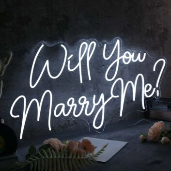 Will You Marry Me White Custom Neon Sign for Engagement and Celebratory Spaces