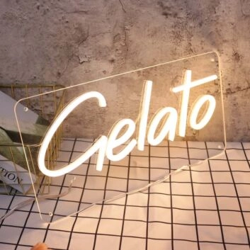 Gelato Yellow Neon Sign for Ice Cream and Dessert Shops