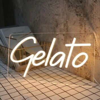 Gelato Yellow Neon Sign for Ice Cream and Dessert Shops