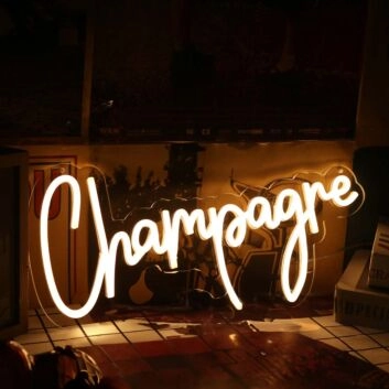Champagne Yellow Neon Sign for Celebratory and Fun Spaces