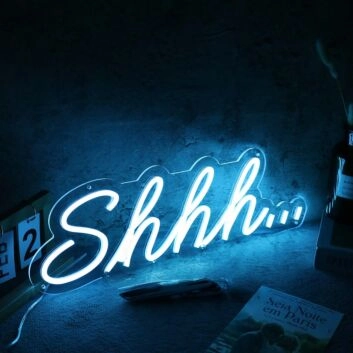 Shhh Blue Neon Sign for Quiet and Relaxation Spaces