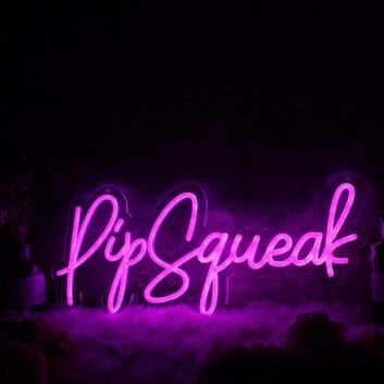Pipsqueak Pink Neon Sign for Fun and Whimsical Decor