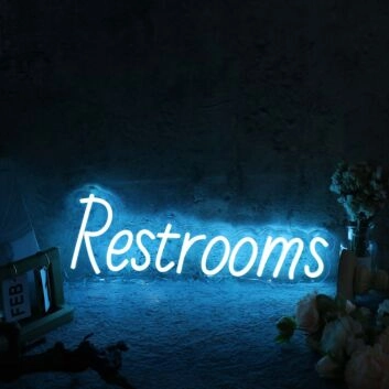 Restrooms Blue Custom Neon Sign for Businesses and Public Spaces