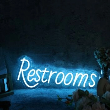 Restrooms Blue Custom Neon Sign for Businesses and Public Spaces