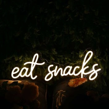 Eat Snacks Yellow Neon Sign for Food Lovers and Fun Spaces