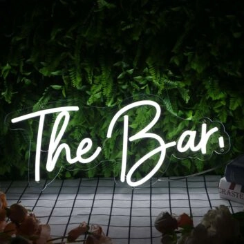 The Bar White Neon Sign for Bars and Social Spaces