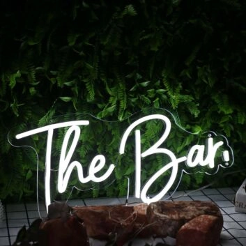 The Bar White Neon Sign for Bars and Social Spaces