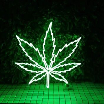 Large Leaf Green Neon Sign for Nature and Whimsical Decor