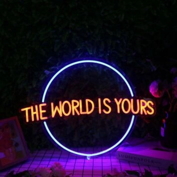The World Is Yours Orange Neon Sign for Inspirational and Positive Spaces