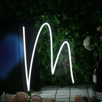 Letter M White Neon Sign for Personalized Decor