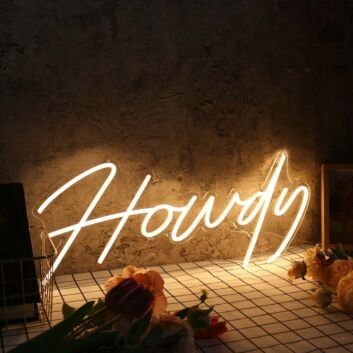 Howdy Yellow Neon Sign for Western and Fun Spaces