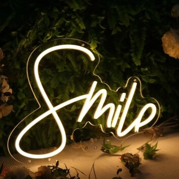 Smile Yellow Neon Sign for Positive and Fun Spaces