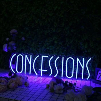 Concessions Blue Neon Sign for Event and Party Spaces
