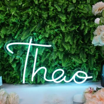 Theo Blue Neon Sign for Personalized Decor