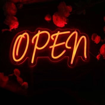 Open Orange LED Neon Sign for Businesses and Shops