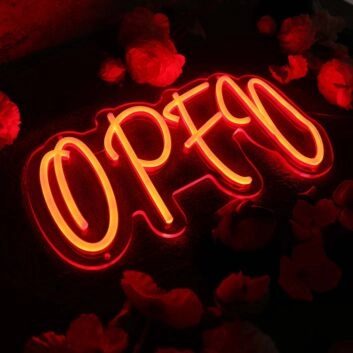 Open Orange LED Neon Sign for Businesses and Shops