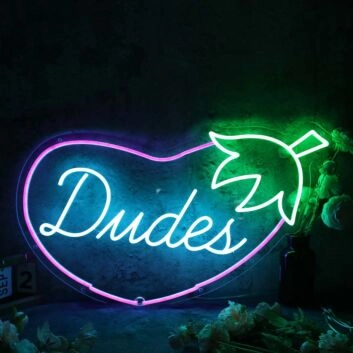 Dudes Eggplant Custom Neon Sign for Fun and Playful Spaces