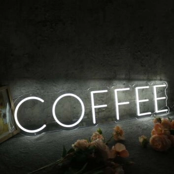 Coffee White LED Neon Sign for Cafes and Coffee Shops
