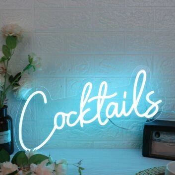 Cocktails Blue Neon Sign for Bars and Social Spaces