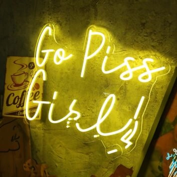 Go Piss Girl Yellow Neon Sign for Fun and Playful Spaces