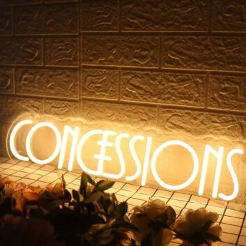Concessions Yellow Neon Sign for Event and Party Spaces