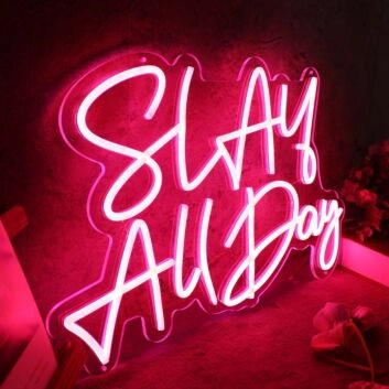 Slay All Day Red LED Custom Neon Sign for Empowering and Bold Spaces