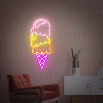 Ice Cream Pink LED Neon Sign Ice Cream Party Wall Decor for Sweet and Fun Spaces