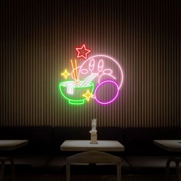 Kirby Ramen LED Neon Sign Kirby Noodles LED Neon Sign Kirby Gift for Anime Fans