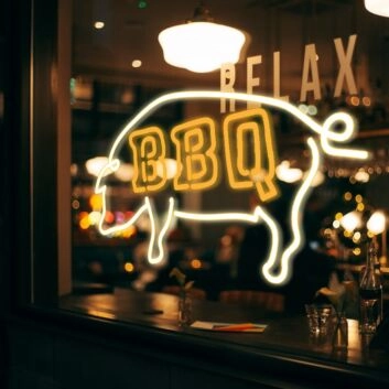 BBQ Neon Sign for Barbecue and Social Spaces