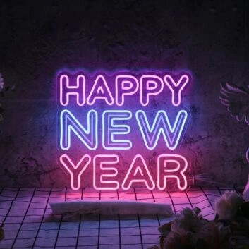 Happy New Year Neon Sign for Celebratory Spaces