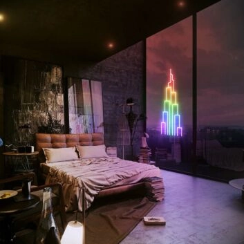 Tower Neon Sign for City and Urban Decor