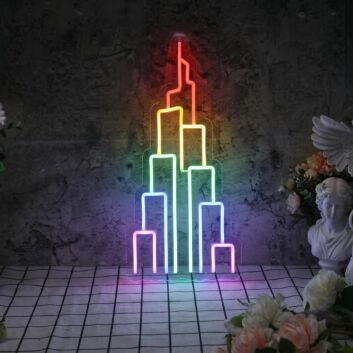 Tower Neon Sign for City and Urban Decor