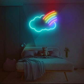 Rainbow Cloud Neon Sign for Whimsical and Fun Spaces