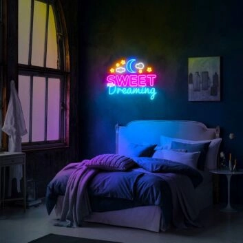 Sweet Dreaming Neon Sign for Relaxation and Positive Spaces