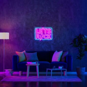 Let's Rock Music Neon Sign for Music Lovers and Fun Spaces