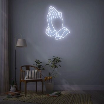 Praying Hands Neon Sign for Spiritual and Peaceful Spaces
