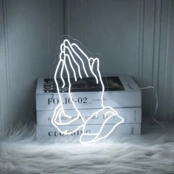 Praying Hands Neon Sign for Spiritual and Peaceful Spaces