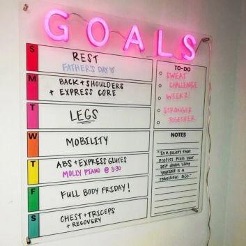Goals Calendar Neon Sign keeps offices organized and motivated