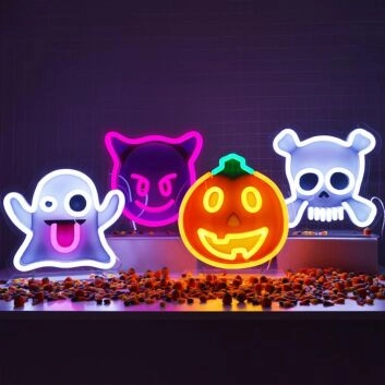 Halloween Emojis Neon Sign perfect for festive Halloween celebrations
