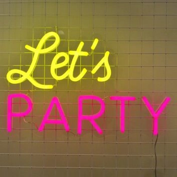 Lets Party Neon Sign for lively and fun party environments