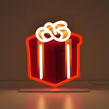 Wrapped Present Emoji Neon Sign perfect for holiday celebrations