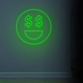Money Eyes Neon Sign for financial-themed decor