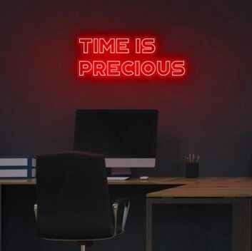 Time Is Precious Neon Sign for mindful and motivational spaces