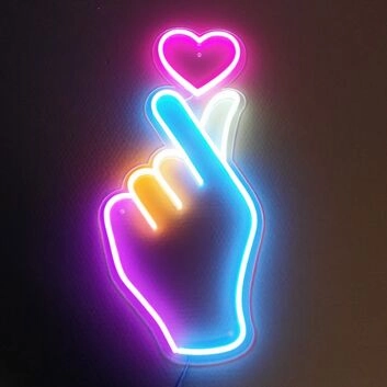 Finger Heart Neon Sign for cute and loving spaces