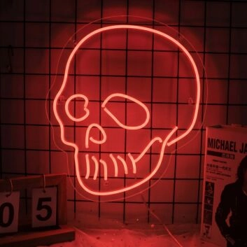 Skull Neon Sign ideal for edgy and Halloween-themed decor