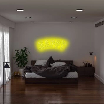 Happy Neon Sign V2 adds a cheerful atmosphere to any space
