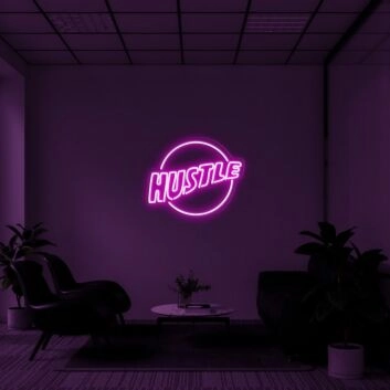 Hustle Logo Neon Sign for Motivational Spaces