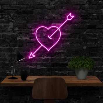 Arrow Through The Heart Neon Sign for Romantic Decor