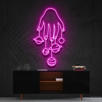 Cosmic Hand Neon Sign for Cosmic Themed Decor