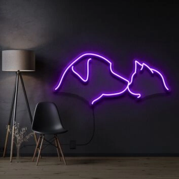 Dog Cat Neon Sign for Pet Lovers and Kids Rooms